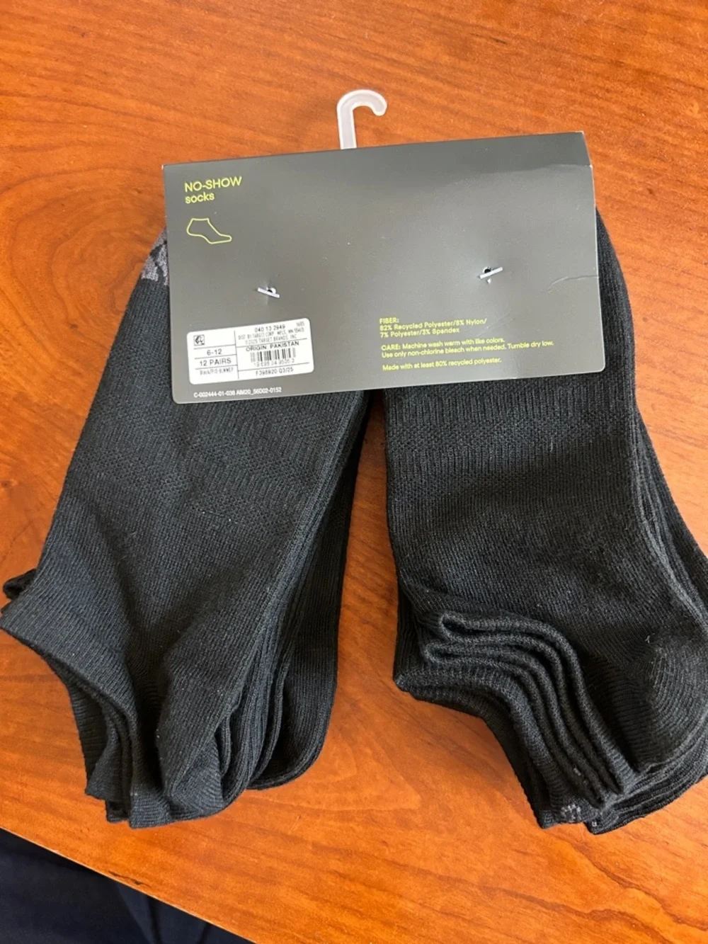 Men's  No Show Light Weight Socks - All in Motion Black 6-12 - 12 pair